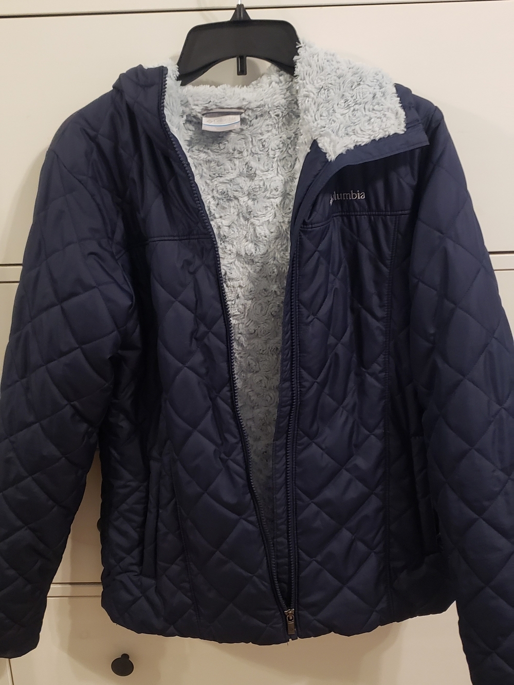 Columbia Navy Quilted Puffer Jacket With Hood